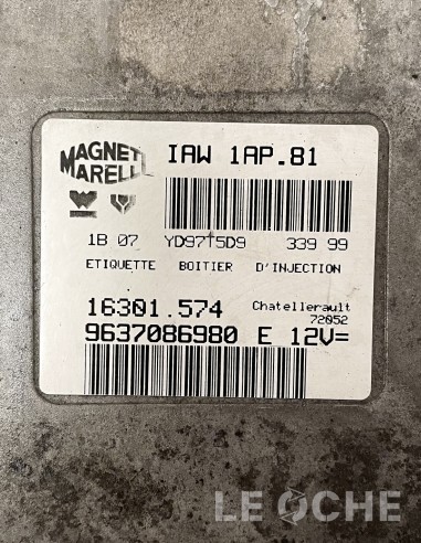 Etichetta e codici dell'ECU usata per Peugeot 206