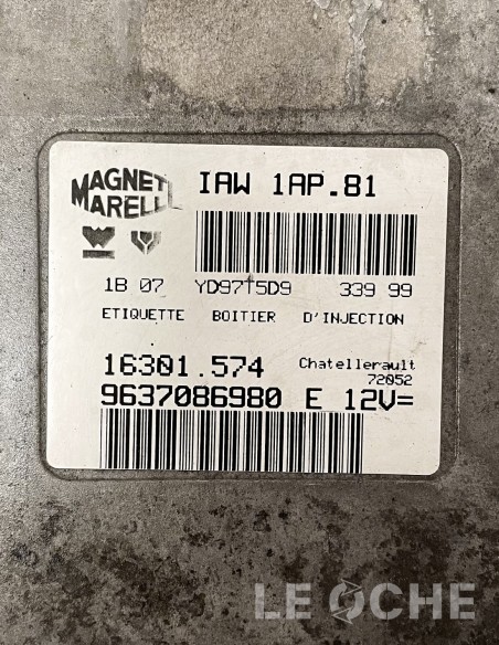 Etichetta e codici dell'ECU usata per Peugeot 206