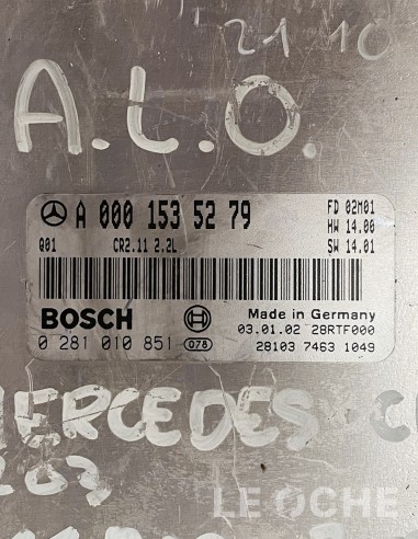 Etichetta e codici della ECU usata per Mercedes Classe C