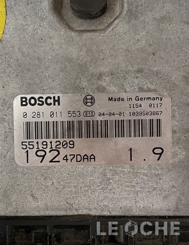 Etichetta e codici dell'ECU usata per Fiat Stilo