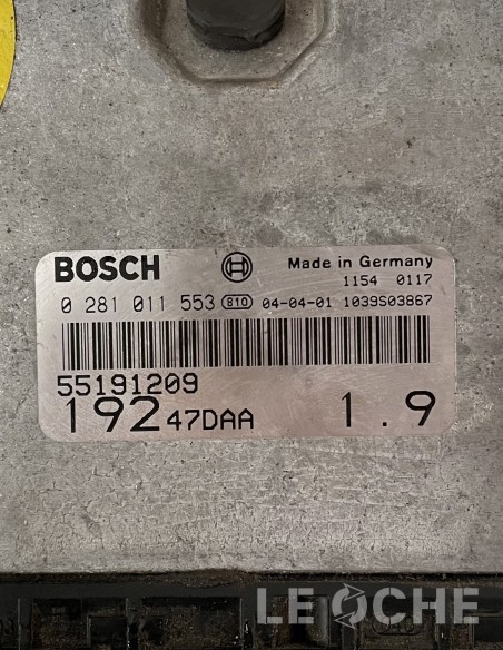 Etichetta e codici dell'ECU usata per Fiat Stilo