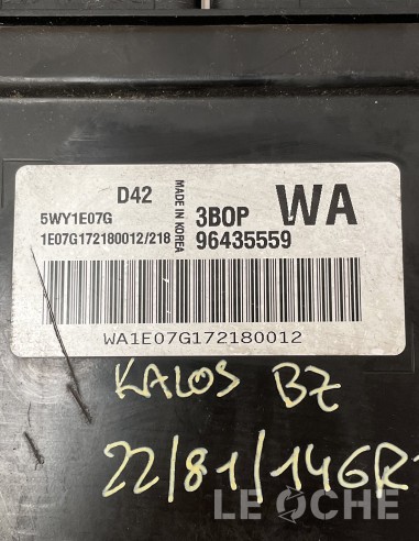 Etichetta e codici dell'ECU usata per Chevrolet Kalos