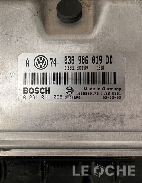 Etichetta e codici dell'ECU usata per Volkswagen Golf