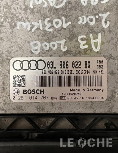 Etichetta e codici dell'ECU usata per Audi A3